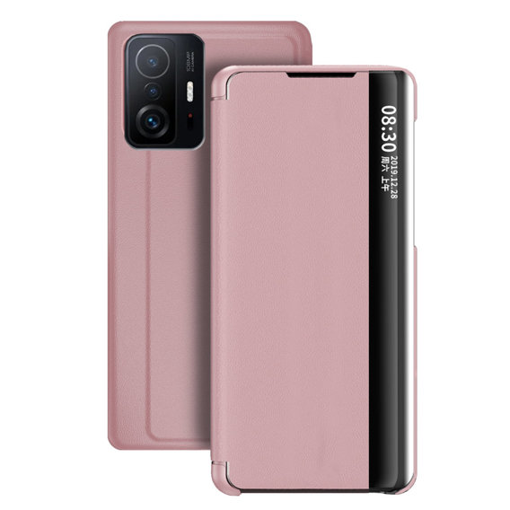 Klapkové puzdro pre Xiaomi 11T / 11T Pro, Side View, ružové rose gold