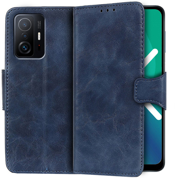 Klapkové puzdro pre Xiaomi 11T / 11T Pro, Split Leather Wallet, modré