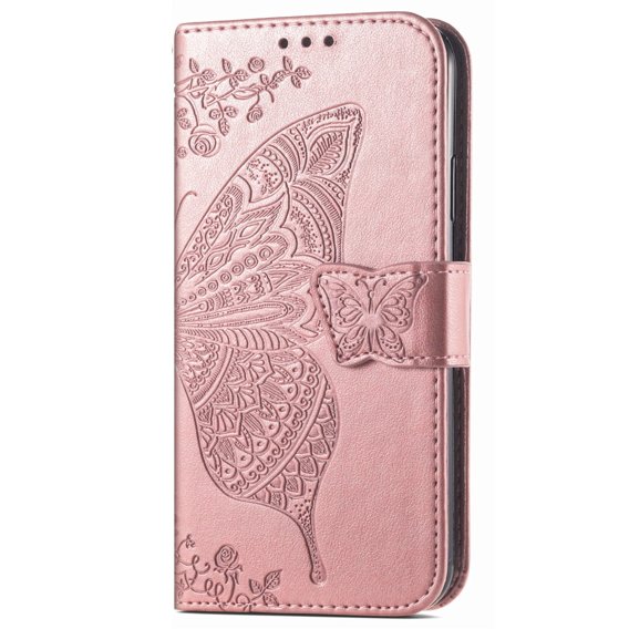 Klapkové puzdro pre Xiaomi 13, Butterfly, ružové rose gold