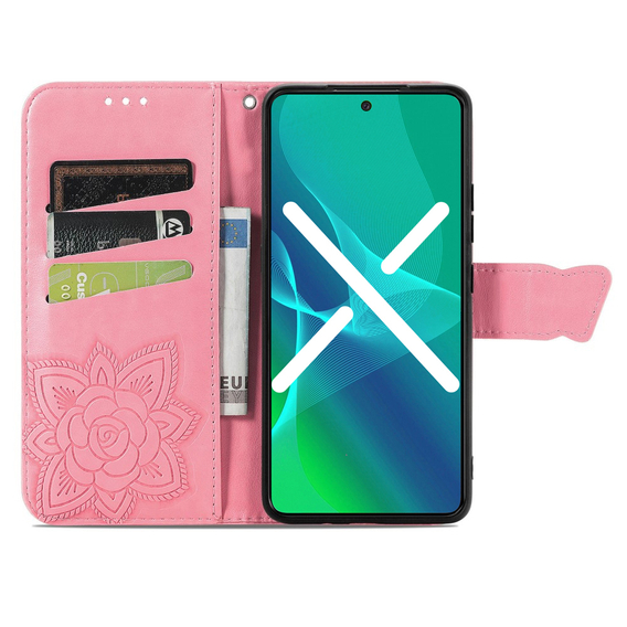 Klapkové puzdro pre Xiaomi Poco F5 Pro, Butterfly, ružové