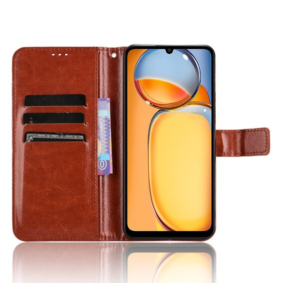 Klapkové puzdro pre Xiaomi Redmi 13C / Poco C65, Crazy Horse Wallet, hnedé