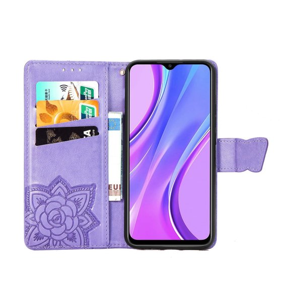 Klapkové puzdro pre Xiaomi Redmi 9, Butterfly, fialové