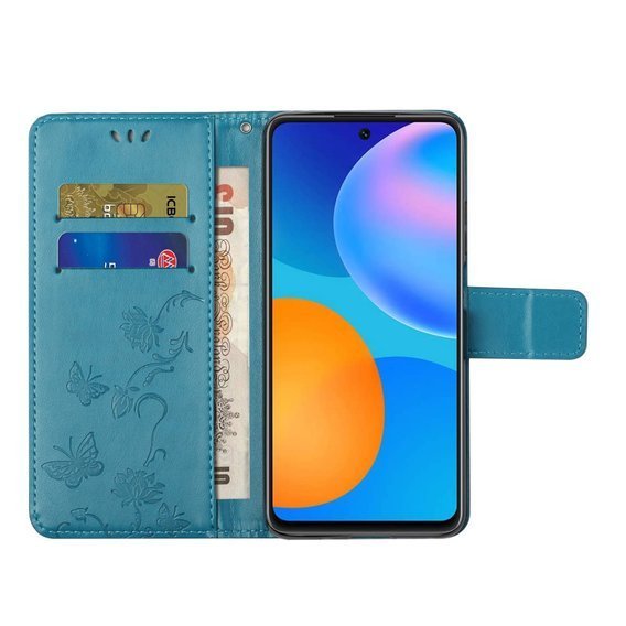 Klapkové puzdro pre Xiaomi Redmi Note 10 5G / Poco M3 Pro 4G/5G, Butterfly, modré