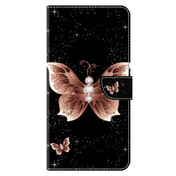 Klapkové puzdro pre Xiaomi Redmi Note 12 4G, Wallet Butterfly, čierne