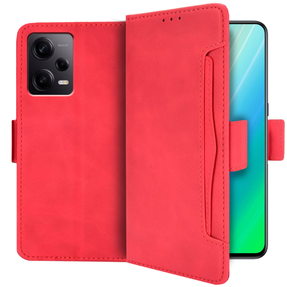 Klapkové puzdro pre Xiaomi Redmi Note 12 5G / POCO X5 5G, Card Slot, červené