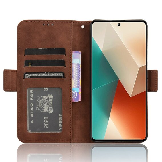 Klapkové puzdro pre Xiaomi Redmi Note 13 5G, Card Slot, hnedé