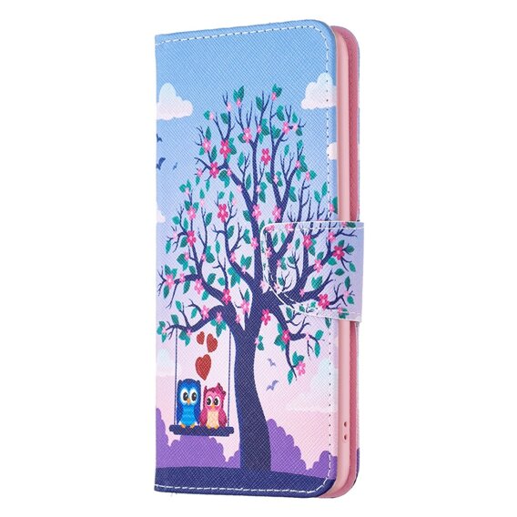 Klapkové puzdro pre Xiaomi Redmi Note 13 5G, Wallet, Owls & Tree modré