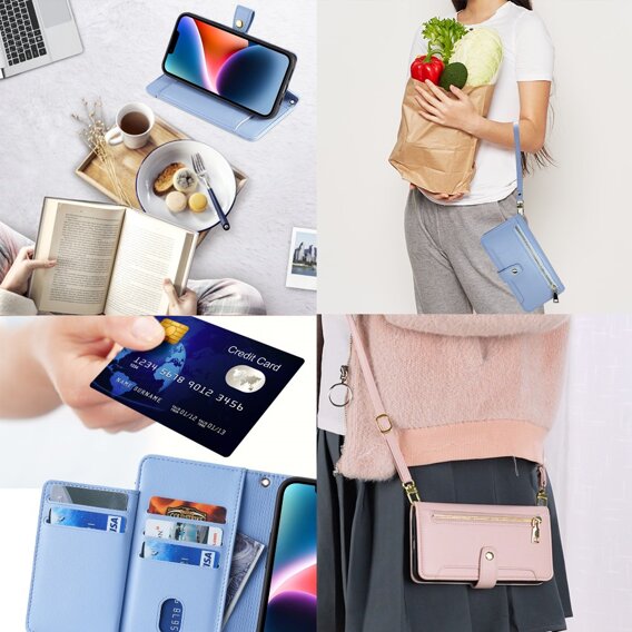 Klapkové puzdro pre Xiaomi Redmi Note 13 5G, Wallet Zipper Pocket, modré