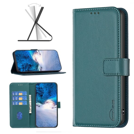 Klapkové puzdro pre Xiaomi Redmi Note 13 Pro 5G, BINFEN Wallet, zelený