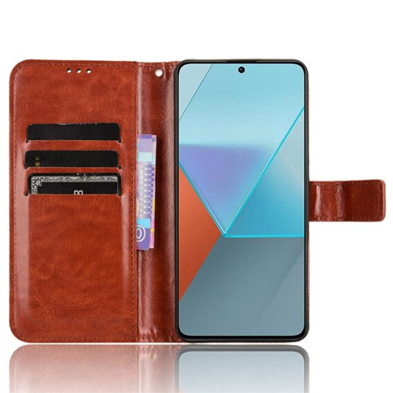 Klapkové puzdro pre Xiaomi Redmi Note 13 Pro 5G, Crazy Horse Wallet, hnedé