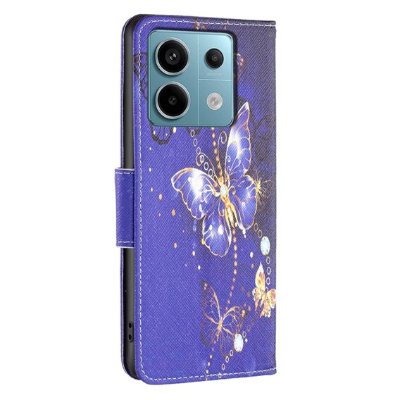 Klapkové puzdro pre Xiaomi Redmi Note 13 Pro 5G, Wallet, Butterflies fialové