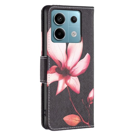 Klapkové puzdro pre Xiaomi Redmi Note 13 Pro 5G, Wallet, Lotus čierne