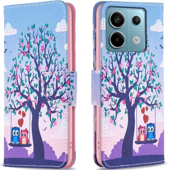 Klapkové puzdro pre Xiaomi Redmi Note 13 Pro 5G, Wallet, Owls & Tree