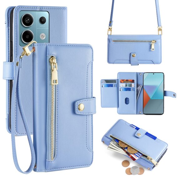 Klapkové puzdro pre Xiaomi Redmi Note 13 Pro 5G, Wallet Zipper Pocket, modré