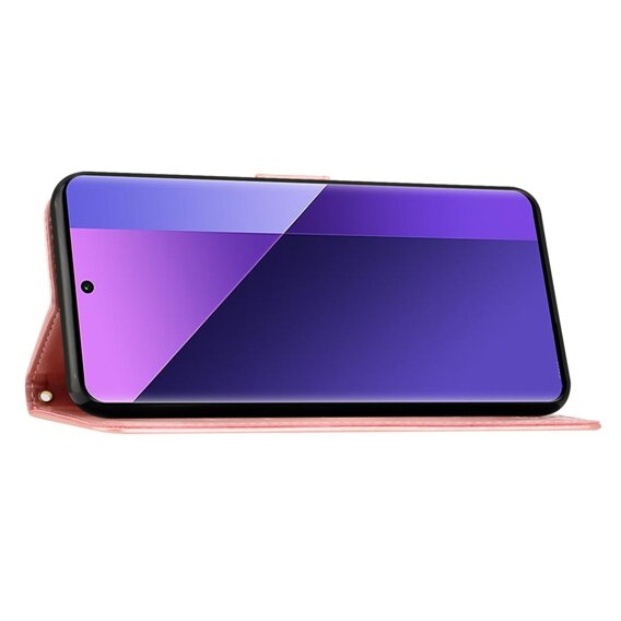 Klapkové puzdro pre Xiaomi Redmi Note 13 Pro+, Butterfly, ružové rose gold