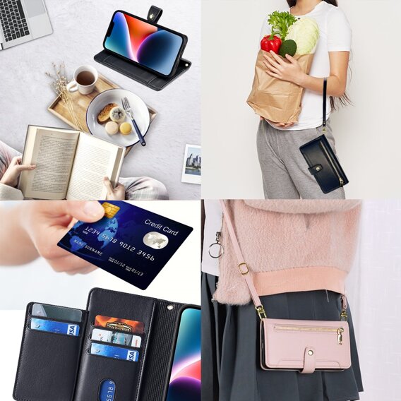 Klapkové puzdro pre Xiaomi Redmi Note 13 Pro+, Wallet Zipper Pocket, čierne