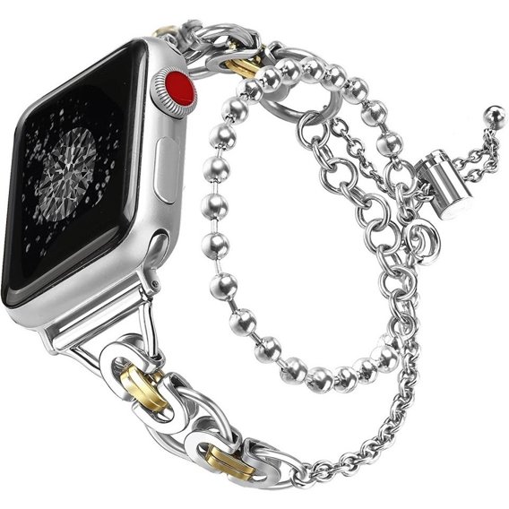 Kobieca bransoleta do Apple Watch 1/2/3/4/5/6/7/8/SE/ULTRA 42/44/45/49mm, Srebrna / Złota