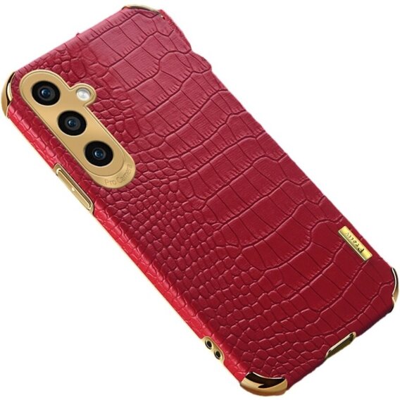 Kožené puzdro pre Samsung Galaxy A35 5G, Crocodile, červené