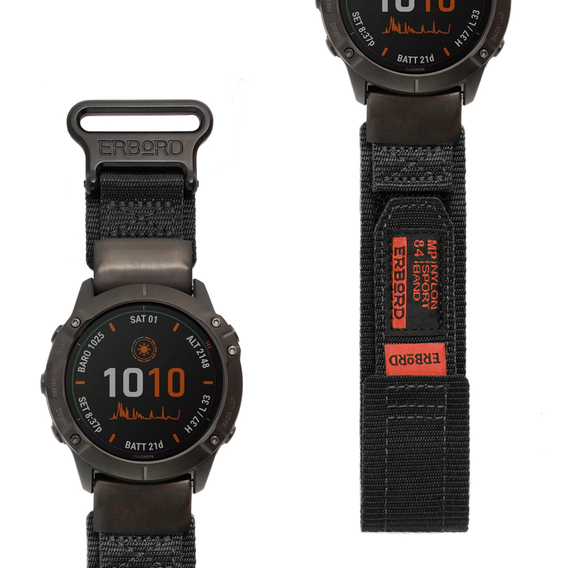 Nylonový opasok ERBORD Quickfit pre Garmin Fenix 5X/6X/6X PRO/7X, čierny