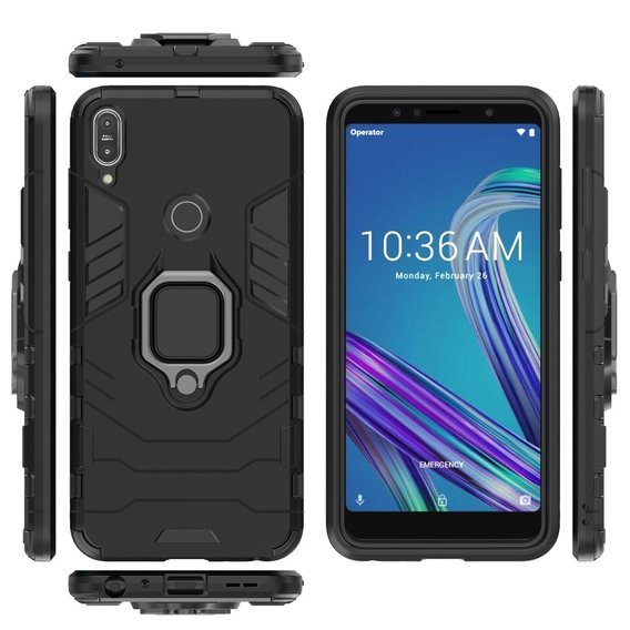 Obal na mobil pre Asus ZenFone Max Pro M1 ZB602KL, Kickstand Ring, čierne