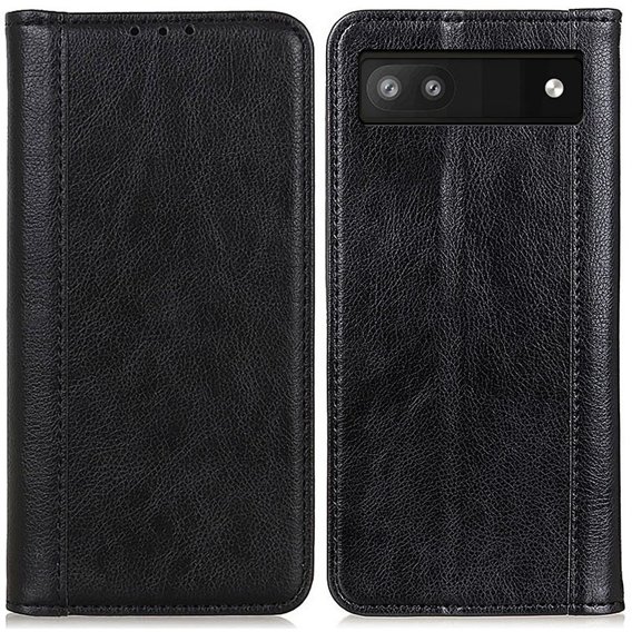 Obal na mobil pre Google Pixel 7a, Wallet Litchi Leather, čierne