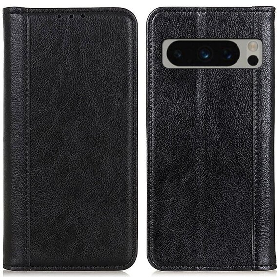 Obal na mobil pre Google Pixel 8 Pro, Wallet Litchi Leather, čierne