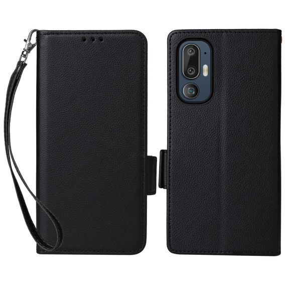 Obal na mobil pre HTC U24 Pro 5G, Wallet Litchi Leather, čierne