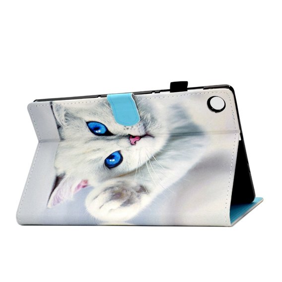 Obal na mobil pre Lenovo Tab M10 Plus 10.6 Gen 3 125F/128F, Stand Case Card Slot, white cat