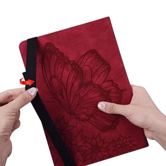 Obal na mobil pre Lenovo Tab M9, Wallet Pen Slot, butterflies, hnedé