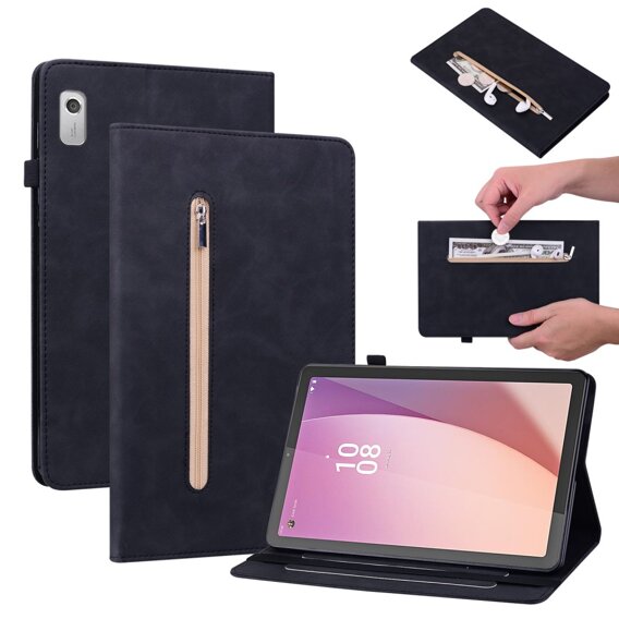 Obal na mobil pre Lenovo Tab M9, Wallet Pen Slot, čierne