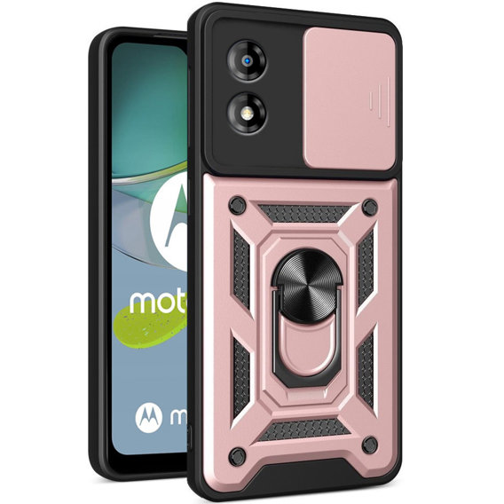 Obal na mobil pre Motorola Moto E13, CamShield Slide, ružové rose gold