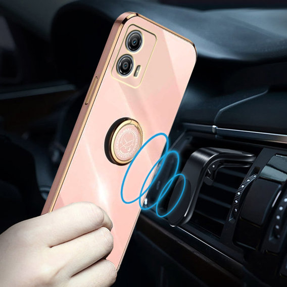 Obal na mobil pre Motorola Moto G53 5G, Electro Ring, ružové rose gold