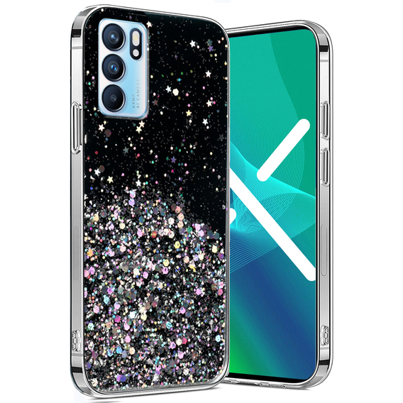 Obal na mobil pre OPPO Reno 6 5G, Glittery, čierne