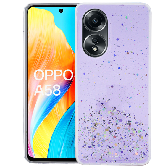 Obal na mobil pre Oppo A58 4G, Glittery, fialové