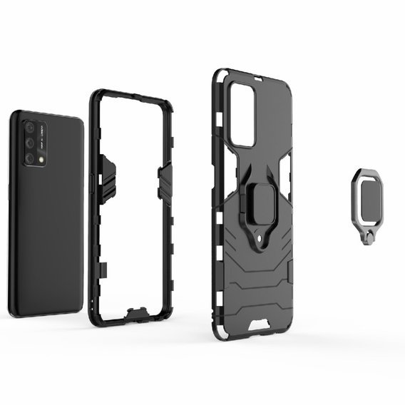 Obal na mobil pre Oppo A74 4G, Kickstand Ring, čierne