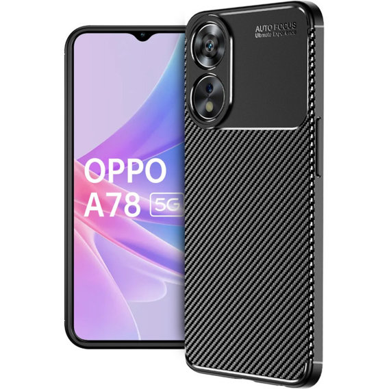 Obal na mobil pre Oppo A78 5G, Carbon Gel, čierne