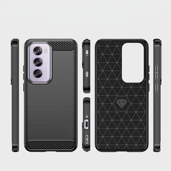 Obal na mobil pre Oppo Reno 12, Carbon, čierne