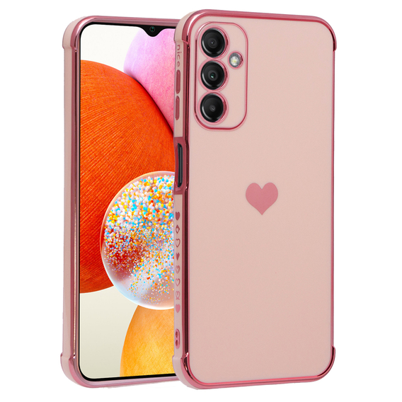 Obal na mobil pre Samsung Galaxy A14 4G/5G, Electro heart, ružové rose gold