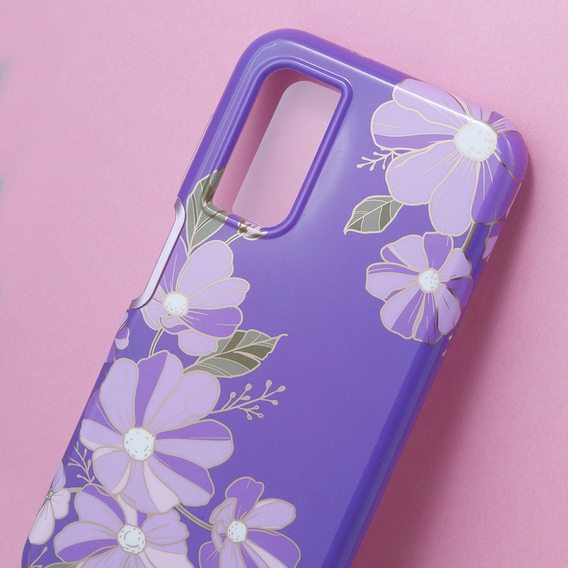 Obal na mobil pre Samsung Galaxy A14 4G/5G, Suritch Full Body Flowers, fialové