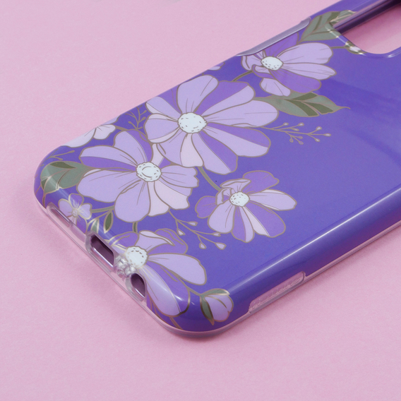 Obal na mobil pre Samsung Galaxy A14 4G/5G, Suritch Full Body Flowers, fialové