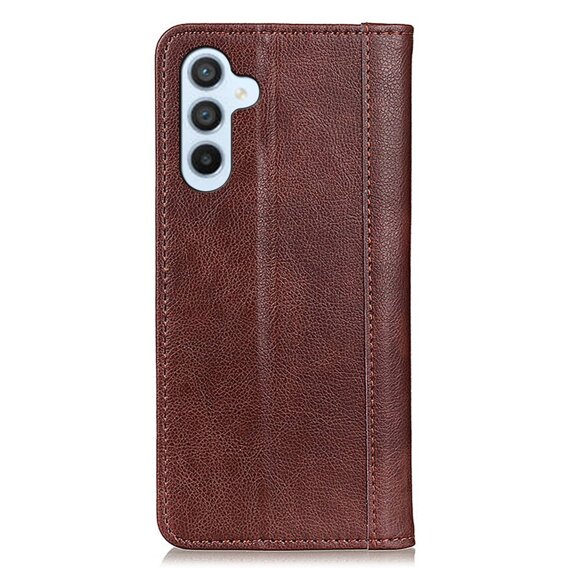 Obal na mobil pre Samsung Galaxy A35 5G, Wallet Litchi Leather, hnedé