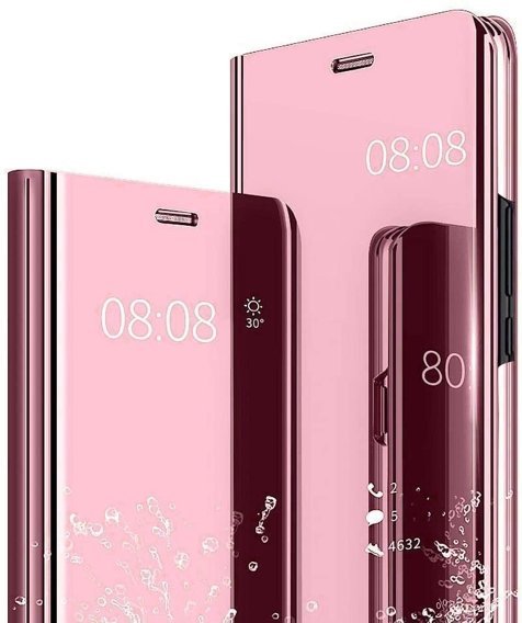 Obal na mobil pre Samsung Galaxy A51 5G, Clear View, ružové rose gold