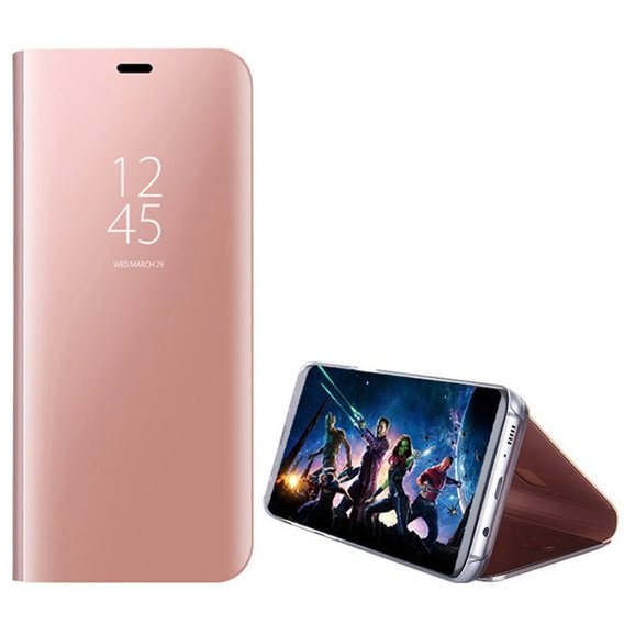 Obal na mobil pre Samsung Galaxy A51 5G, Clear View, ružové rose gold