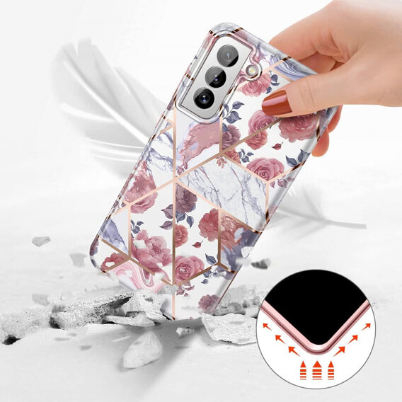 Obal na mobil pre Samsung Galaxy S21 FE, Suritch Full Body Marble, ružové