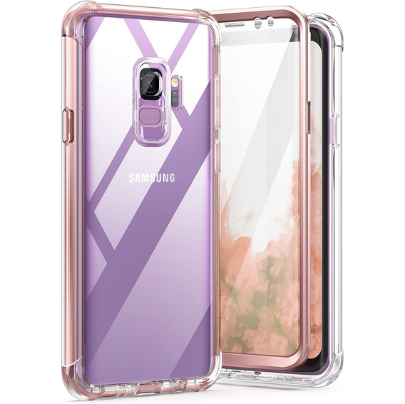 Obal na mobil pre Samsung Galaxy S9 Plus, Suritch Full Body, transparentné / ružové