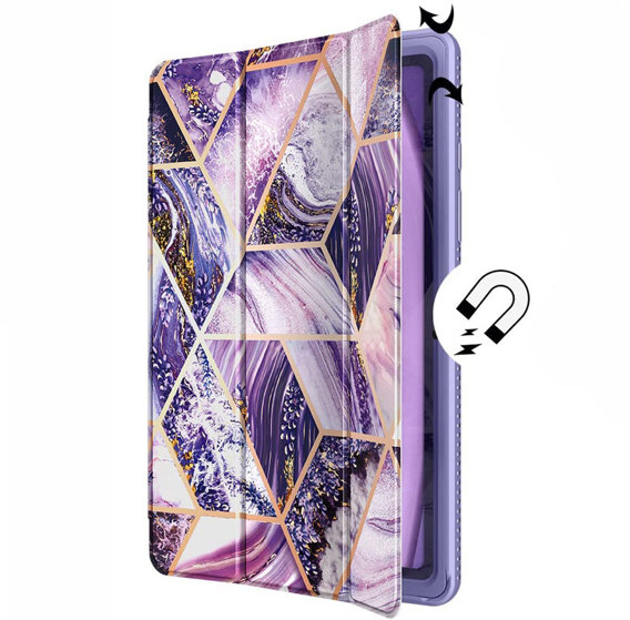 Obal na mobil pre Samsung Galaxy Tab A7, Suritch Full Body Basic Marble, fialové