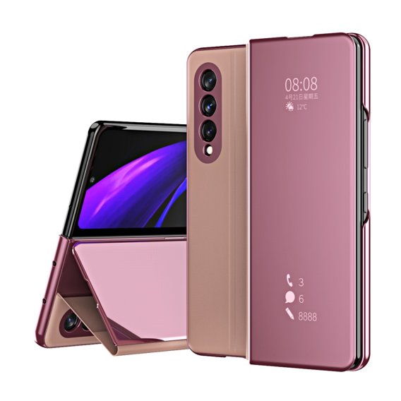 Obal na mobil pre Samsung Galaxy Z Fold3 5G, Clear View, ružové rose gold