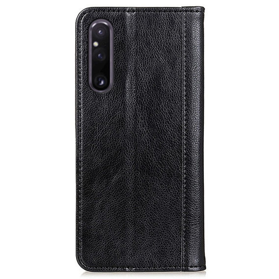 Obal na mobil pre Sony Xperia 1 V, Wallet Litchi Leather, čierne