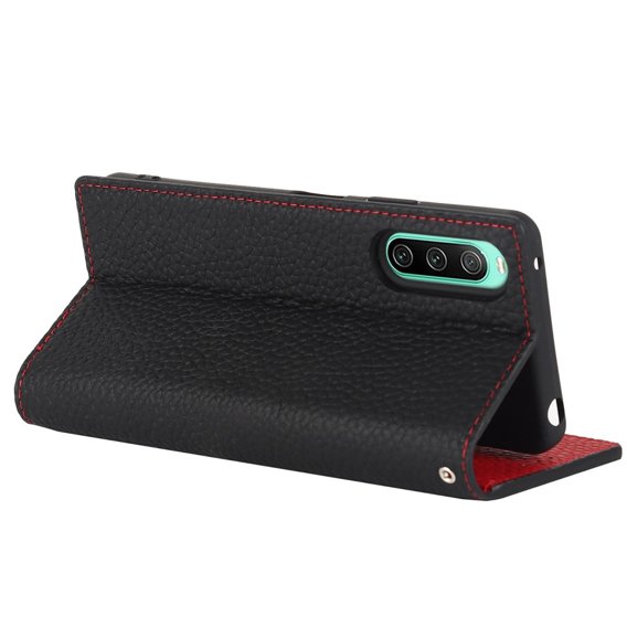 Obal na mobil pre Sony Xperia 10 IV 5G, Wallet Litchi Leather, čierne