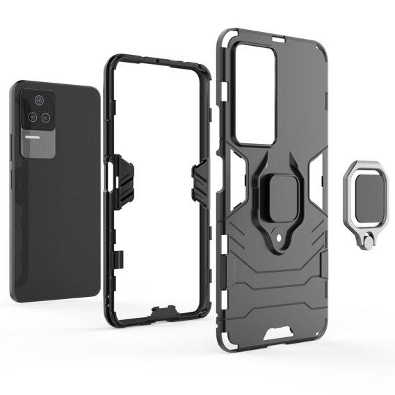 Obal na mobil pre Xiaomi Poco F4 5G, Kickstand Ring, čierne